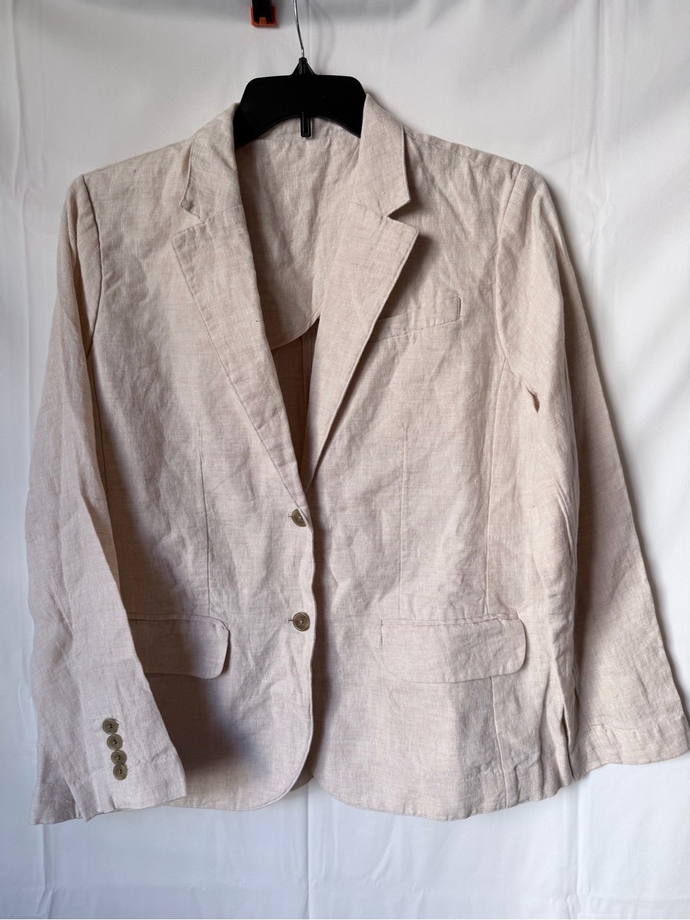 Lands' End Women's Linen Blend Blazer in Light Cream